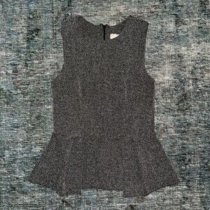 H&M Black, Grey & White Peplum top with pleated waist